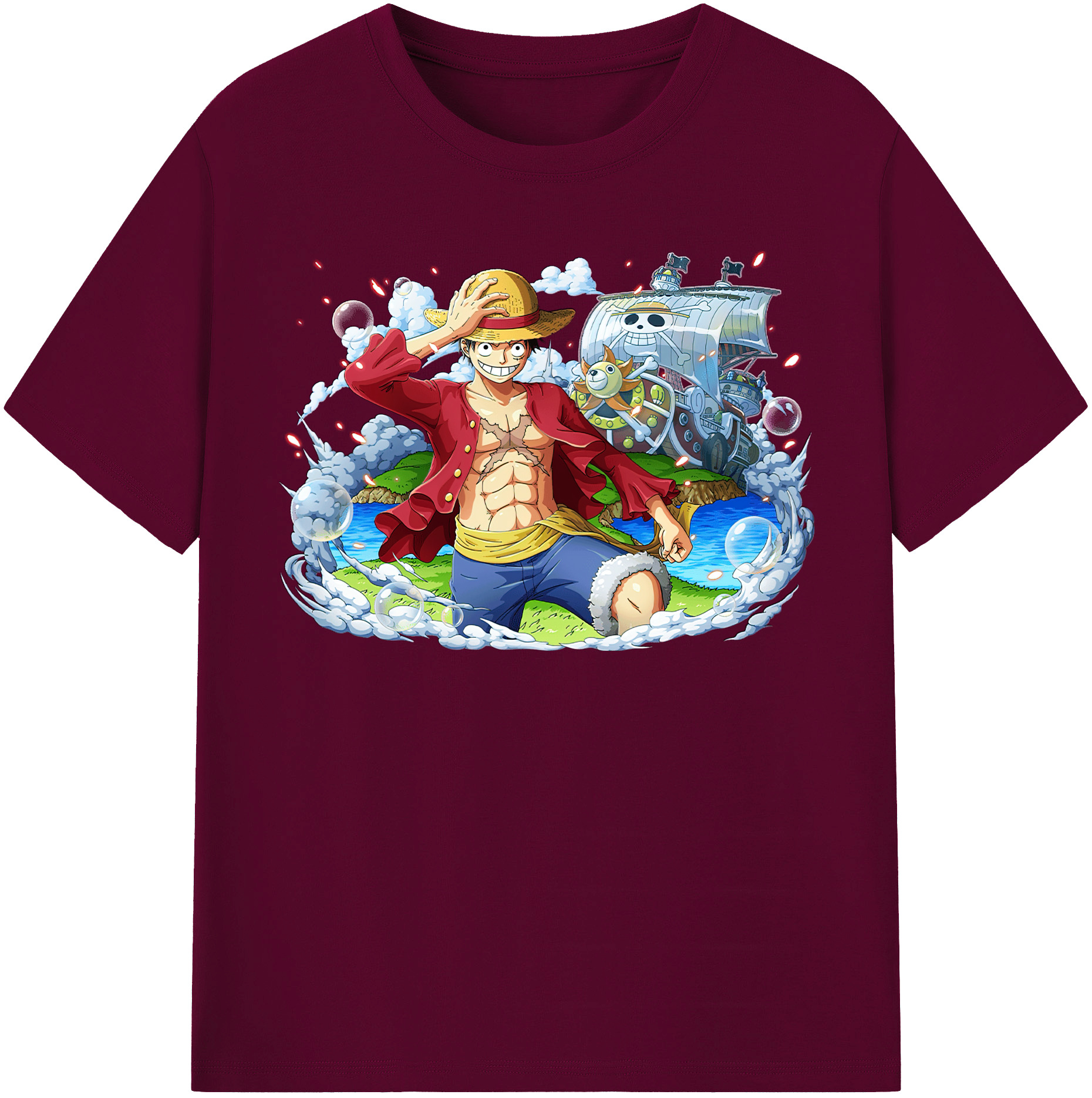 ワンピース モンキー・D・ルフィ ONE PIECE Monkey D. Luffy レディースカジュアルプリントTシャツ（綿100％）